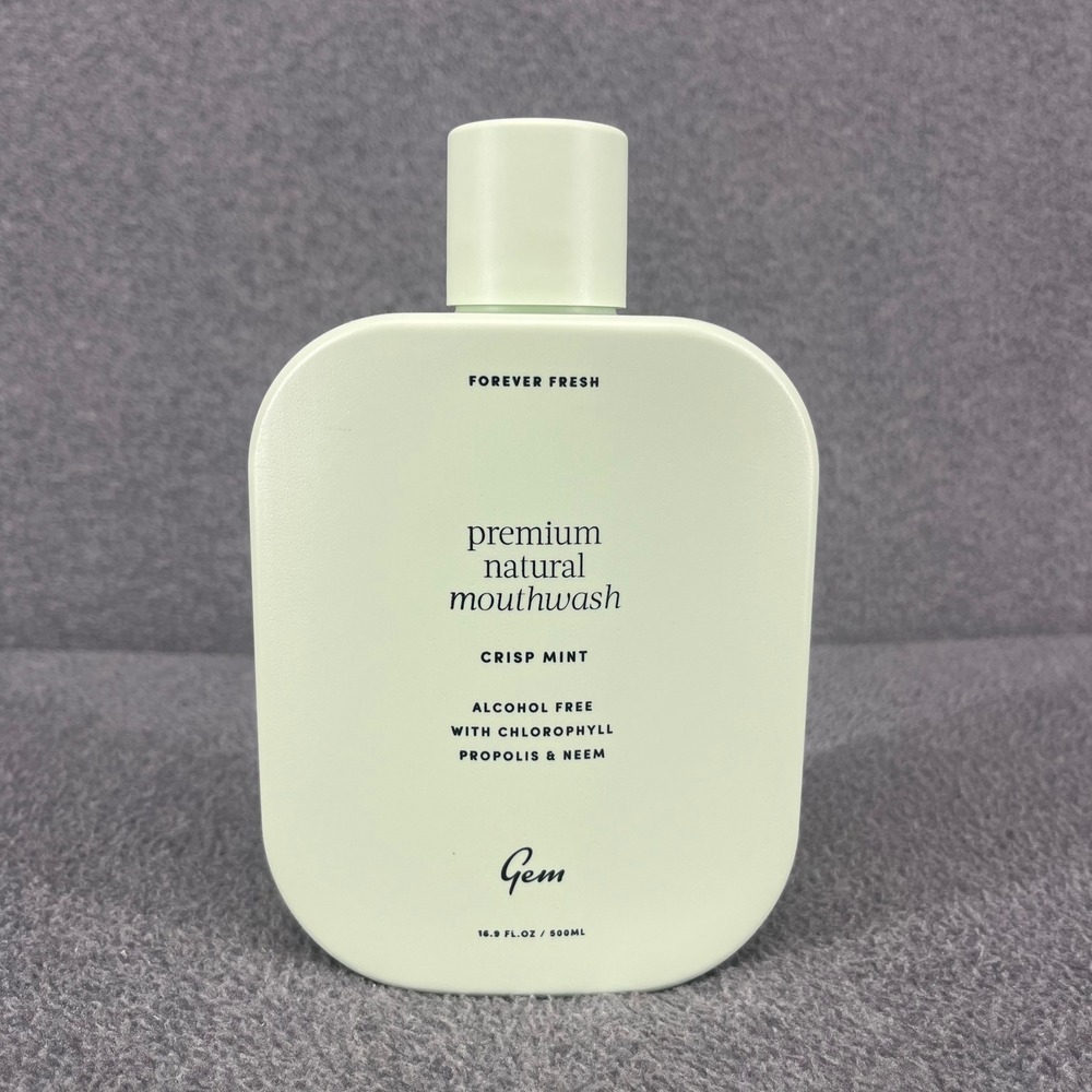 Gem Mouthwash Green Crisp Mint Natural Alcohol Free Chlorophyll Neem 16.9 oz